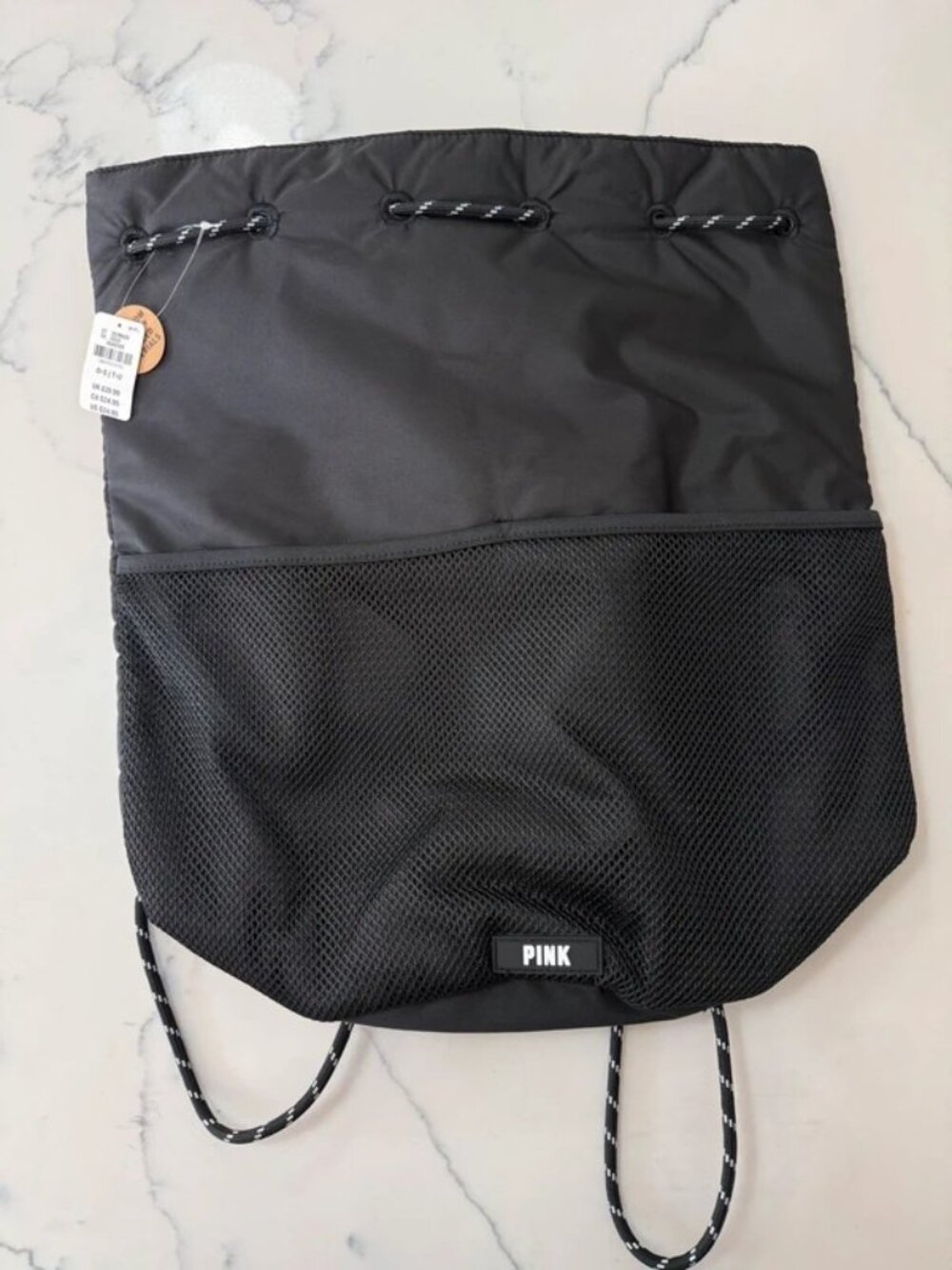 Victoria's Secret PINK Black Drawstring Backpack